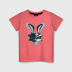 Футболка хлопковая детская Crazy bunny, цвет: коралловый