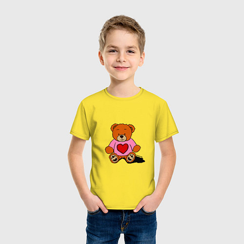 Детская футболка Плюшевый мишка с сердечком / Желтый – фото 3