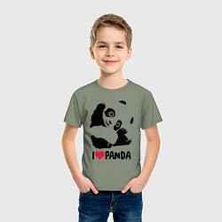 Футболка хлопковая детская I love panda, цвет: авокадо — фото 2