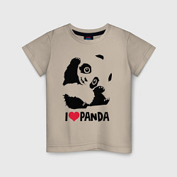 Футболка хлопковая детская I love panda, цвет: миндальный