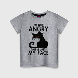 Футболка хлопковая детская I am not angry cat, цвет: меланж