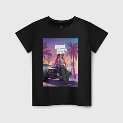 Футболка хлопковая детская GTA6, цвет: черный