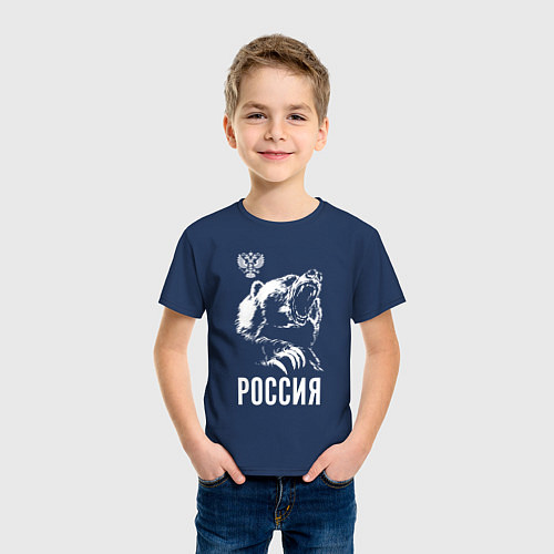 Детская футболка Русский медведь / Тёмно-синий – фото 3