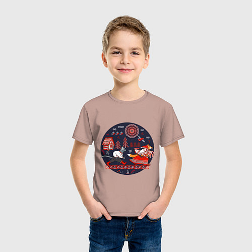 Детская футболка Кот и лиса из сказки / Пыльно-розовый – фото 3