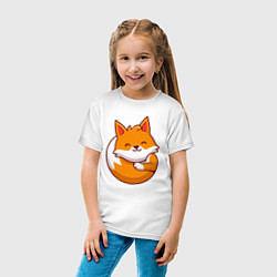 Футболка хлопковая детская Orange fox, цвет: белый — фото 2