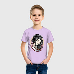 Футболка хлопковая детская Девушка с татуировкой дракона, цвет: лаванда — фото 2