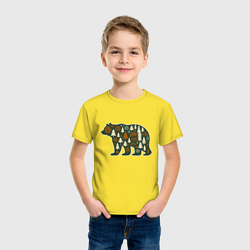 Детская футболка Медведь и тайга / Желтый – фото 3
