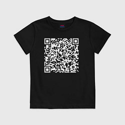 Футболка хлопковая детская Qr код на песню Never Gonna Give You Up, цвет: черный