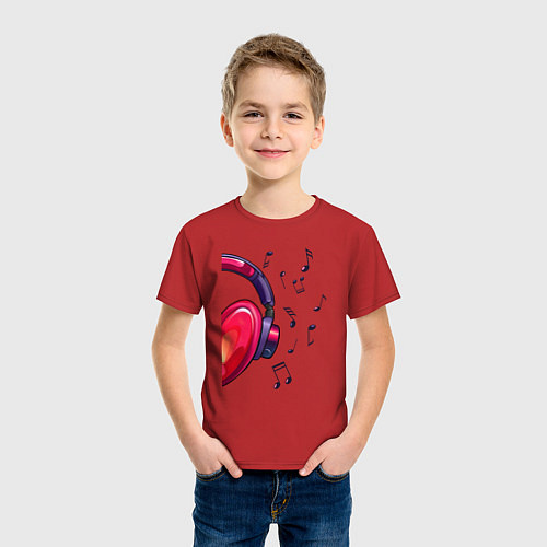 Детская футболка The heart in the headphones left / Красный – фото 3