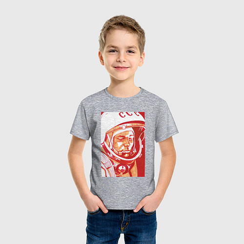 Детская футболка Gagarin in red / Меланж – фото 3