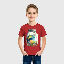 Футболка хлопковая детская Мир в банке - Земля, цвет: красный — фото 2
