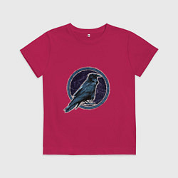 Футболка хлопковая детская Ворон черный, цвет: маджента