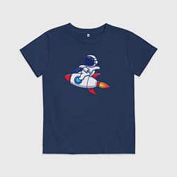 Детская футболка Космонавт верхом на ракете