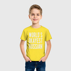 Футболка хлопковая детская Самый нормальный в мире русский, цвет: желтый — фото 2