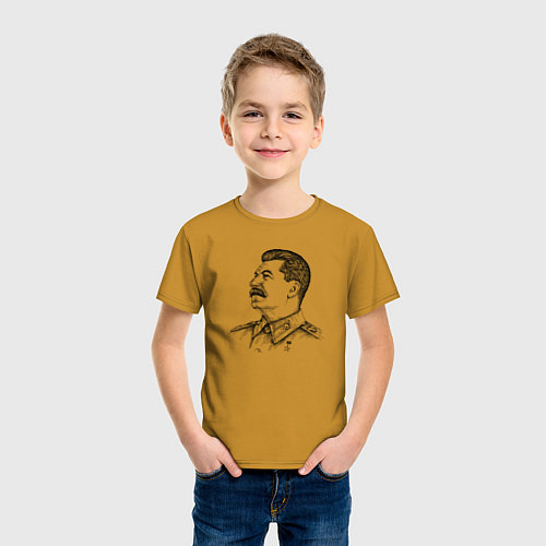 Детская футболка Профиль Сталина / Горчичный – фото 3