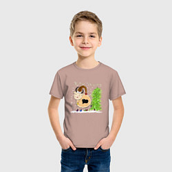 Футболка хлопковая детская Веселая корова Marry Christmas, цвет: пыльно-розовый — фото 2