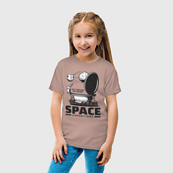 Футболка хлопковая детская Космическая экспедиция лунохода, цвет: пыльно-розовый — фото 2