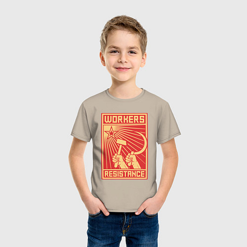 Детская футболка Сопротивление рабочих / Миндальный – фото 3
