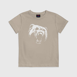Футболка хлопковая детская Медведь рычащий, цвет: миндальный