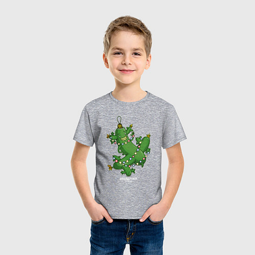Детская футболка Новогодний огурец Кибердеревня / Меланж – фото 3