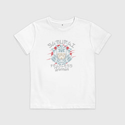 Футболка хлопковая детская Бесстрашный самурай, цвет: белый