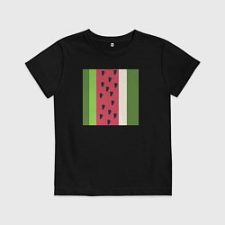 Футболка хлопковая детская Арбузные полосы, цвет: черный