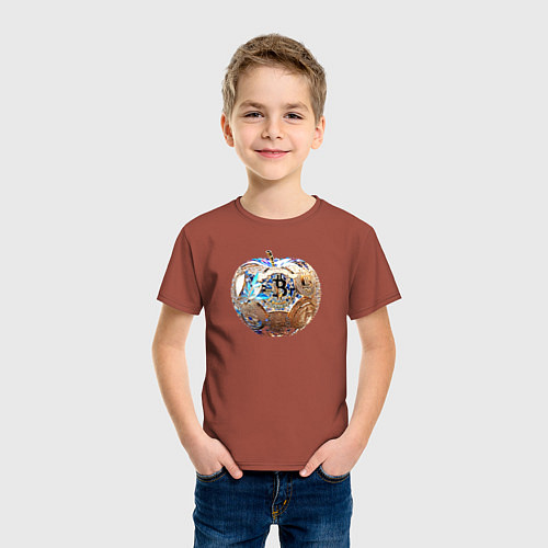 Детская футболка Биткоин яблоко / Кирпичный – фото 3