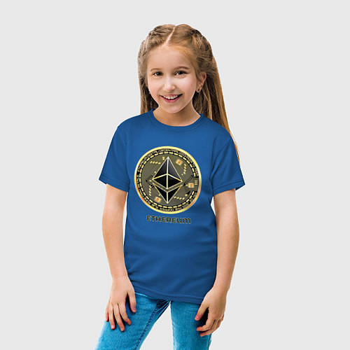 Детская футболка Ethereum крипта монета / Синий – фото 4