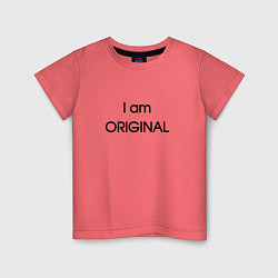 Футболка хлопковая детская I am original, цвет: коралловый