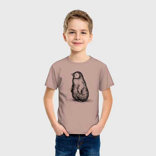 Детская футболка Пингвиненок пушистый / Пыльно-розовый – фото 3
