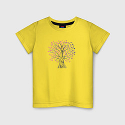 Футболка хлопковая детская Дерево любви с сердцами, цвет: желтый