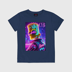Футболка хлопковая детская Cyber Bart - neon glow, цвет: тёмно-синий
