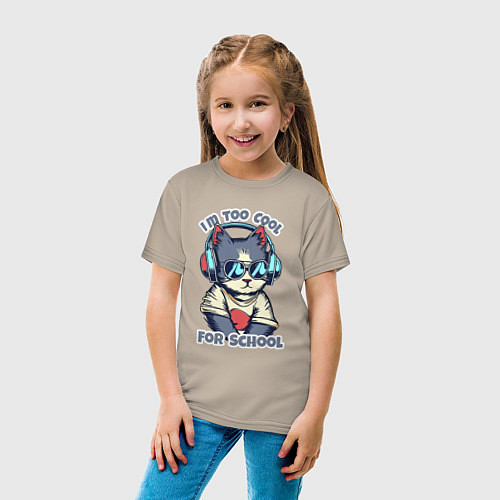 Детская футболка Too cool for school / Миндальный – фото 4