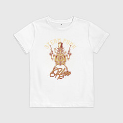 Футболка хлопковая детская Стимпанк ретро робот, цвет: белый