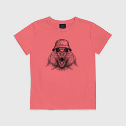 Футболка хлопковая детская Суслик в панаме и очках, цвет: коралловый