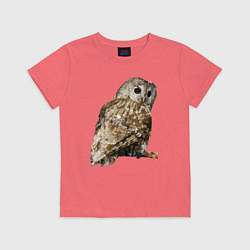 Футболка хлопковая детская Серая сова, цвет: коралловый