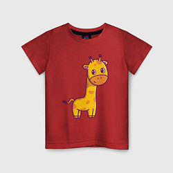 Футболка хлопковая детская Скромный жирафик, цвет: красный