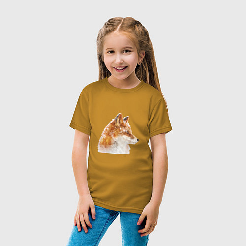 Детская футболка Лиса зимой / Горчичный – фото 4