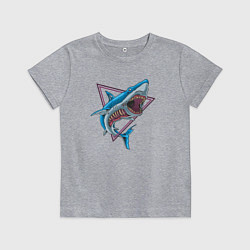 Футболка хлопковая детская Акула зомби, цвет: меланж