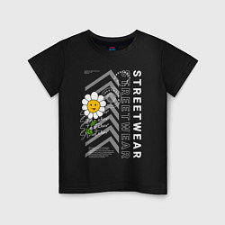 Футболка хлопковая детская Ромашка streetwear, цвет: черный