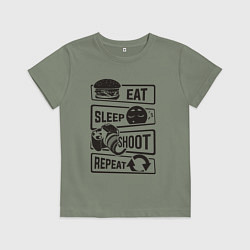Футболка хлопковая детская Есть спать фото, цвет: авокадо