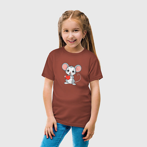 Детская футболка Мышонок с сердечком / Кирпичный – фото 4