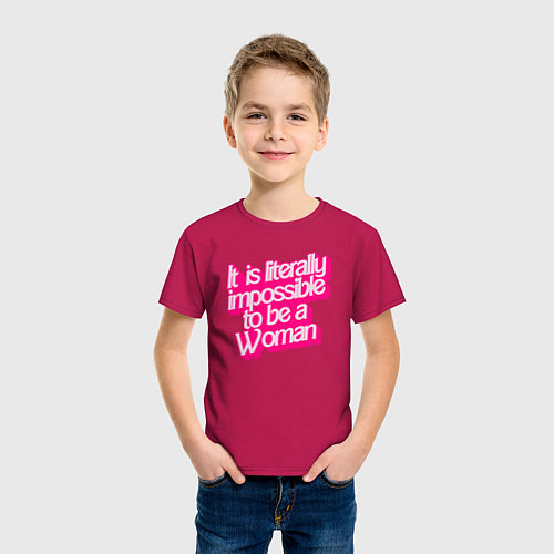 Детская футболка Буквально невозможно быть женщиной / Маджента – фото 3