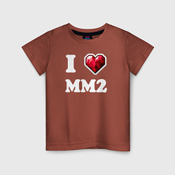 Футболка хлопковая детская Я люблю мм2 Роблокс - I heart mm2 Roblox, цвет: кирпичный