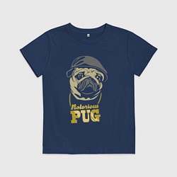 Футболка хлопковая детская Notorious pug, цвет: тёмно-синий