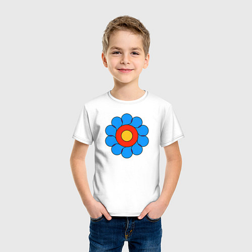 Детская футболка Геометрический цветок цветной / Белый – фото 3