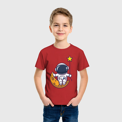 Детская футболка Звёздный космонавт / Красный – фото 3