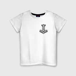 Футболка хлопковая детская Символика молот тора на груди, цвет: белый