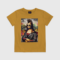 Футболка хлопковая детская Mona Lisa - punk, цвет: горчичный