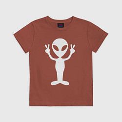 Футболка хлопковая детская Peace alien, цвет: кирпичный